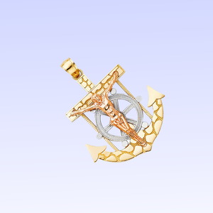 14K Tri-Color Gold Plated Rope Mariner Religious Christian Crucifix Jesus Cross <b>Pendant</b> <b>Diamond</b> Zircon Latest Designer <b>Charm</b> - Product Image 4