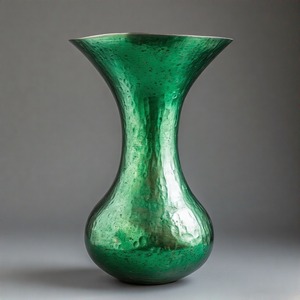 Jarrón rústico martillado Green Glen para diseño de estilo orgánico, jarrón de Metal, exquisito acento artesanal para decoración del hogar - Product Image 1