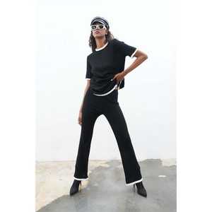 Conjunto de Dos Piezas de Punto Acanalado Dex, Estilo Casual, Incluye Camiseta y Pantalones-9927 - Product Image 6