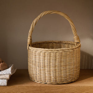 Cesta de mimbre tejida a mano blanca, cestas de mimbre seleccionadas para regalo y flores secas, contenedor de almacenamiento de cocina - Product Image 5