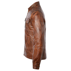 Veste en cuir véritable tendance OEM pour la vente en gros, fabriquée au Pakistan et veste en cuir streetwear à séchage rapide - Product Image 6