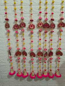 ที่แขวนผนังลายดอกบัว MDF พร้อมพู่ปอมปอมปอมปอมปอมปอมปอมปอมมีพู่-ฉากหลังตกแต่งสำหรับดิวาลีวัดตกแต่งงานแต่งงานของอินเดีย - Product Image 3