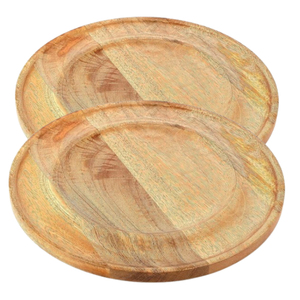 Indian Exporters' Custom Shaped Solid Wooden <b>Round</b> Dinner Charger Plates for <b>Table</b> Decor-Includes Metal <b>Cover</b> Condiments Bowls - Product Image 5