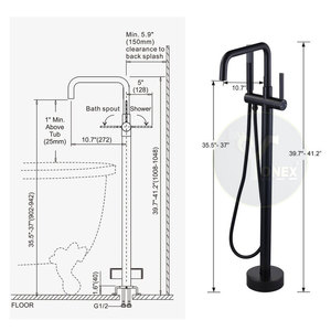 Robinet de remplissage de baignoire au design stable et fiable, en laiton robuste avec base trépied - Product Image 5
