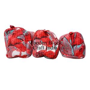 Ensemble de trousses de toilette et de maquillage matelassées 100 % coton, imprimé tropical, élégantes et belles, avec fermeture éclair, pour voyage et vente en gros - Product Image 3