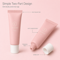 Tube de baume à lèvres personnalisé 20 ml, rose, souple, en PE, pour gloss, tube cosmétique vide, vente en gros, faible MOQ