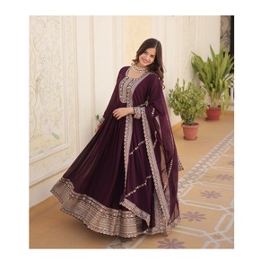 ชุด Anarkali สำหรับผู้หญิงชุดราตรีสำหรับงานปาร์ตี้งานปักขนาดใหญ่คอลเลกชันใหม่