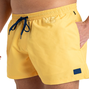 Short d'entraînement décontracté pour homme 100% coton taille moyenne avec fermeture à cordon anti-rides motif uni teint court - Product Image 3