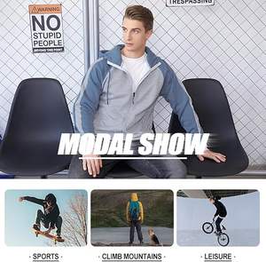 Men's <b>Zip</b> Up <b>Hoodie</b> Color Block Long Sleeve Casual Sweatshirt with <b>Pocket</b> - Product Image 4