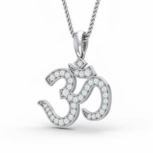 Pendentif en or et diamant avec symbole Om hindou pour femmes - Product Image 1