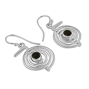 Pendientes Largos en Espiral de Plata 925 con Piedras Preciosas para Mujer, Accesorio de Moda - Product Image 1