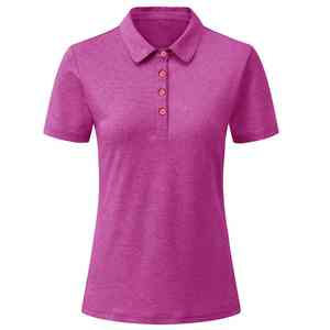 Polo pour femme, coupe ajustée, uni, tissu extensible, manches courtes, haut de golf et décontracté - Product Image 2