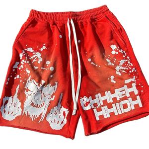 Nouvel arrivage de shorts délavés au soleil unisexe High Street pour hommes, ourlet brut, éponge française, motif solide, lavage à l'acide, bord brut, streetwear - Product Image 1