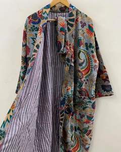 Venta al por mayor Kimono largo de terciopelo Vestido de Casa Kimono Playa Cubrir Vestido de mujer Kimono de terciopelo estampado - Product Image 3