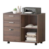 Meubles de bureau SpringCreek en bois massif, bureaux modernes pour la maison et le bureau, armoire à 3 tiroirs avec serrure, support mobile pour imprimante, étagère de rangement ouverte, résistant à l'eau