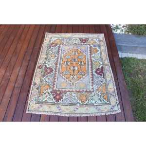 Tapis turc vintage 3,1x4,1 pi (94x125 cm), tapis persan orange - Product Image 1