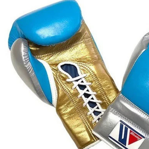 Winning <b>Lace</b> Up Boxing <b>Gloves</b> Sky Blue Silver Gold Premium Leather Professional Boxing <b>Gloves</b> for Training Sparring 8oz 10oz - Product Image 5