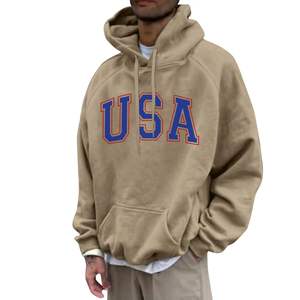 เสื้อผ้าสตรีทแวร์คุณภาพสูง เนื้อผ้าหนา 100% โพลีเอสเตอร์ เฟรนช์เทอร์รี่ฟลีซ ทรงปกติ ปักลายตามสั่ง สำหรับผู้ชาย ODM - Product Image 1