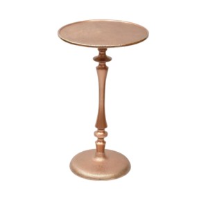 Mesa auxiliar de café redonda de aluminio de alta calidad con base de metal y mesa auxiliar moderna con acabado de bronce superior - Product Image 1