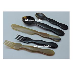 Juego de cubiertos de alta calidad más populares Juego de cubiertos de mesa de cuerno de búfalo de 3 piezas Juego de vajilla para servir comida - Product Image 5