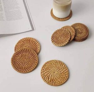 Handwoven Rattan Round <b>Coasters</b> with Holder Pottery Insulated <b>Heat</b> Woven Placemats Eco-Friendly <b>Coaster</b> Set - Product Image 5