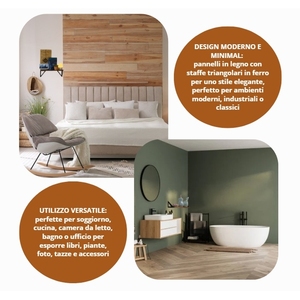Juego Moderno de 3 Estantes Flotantes de Madera con Soportes de Hierro, Estantes de Pared para Ahorrar Espacio, Fácil Instalación en Casa u Oficina - Product Image 4