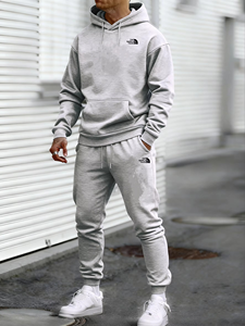 ชุดลำลองผู้ชายไซส์ใหญ่แบบสองชิ้น เสื้อฮู้ดผ้าฟลีซ กางเกงขายาว สีพื้น ผ้าฝ้าย 100% มีกระเป๋า สไตล์สตรีทแวร์ สำหรับฤดูใบไม้ร่วงและฤดูหนาว - Product Image 5