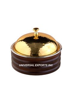 Ensemble fini bleu de deux marmites en bois avec couvercle en or Casserole faite à la main de haute qualité Vente chaude Designer Chauffe-plats en bois - Product Image 3