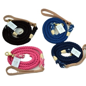Cotton Rope <b>Dog</b> <b>Leash</b> , Handmade Cotton Rope <b>Dog</b> <b>Leash</b> with Leather Handle - Product Image 1