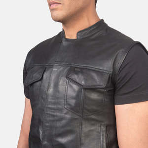 Gilet en cuir noir Atlas Moto respirant, imperméable, coupe-vent, réfléchissant, personnalisé, en toile de denim de haute qualité, grandes tailles disponibles, imprimé - Product Image 6