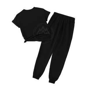 Personalizado Ecológico 100% Algodón Cómodo Hombres Chándal de Verano Conjunto con Logotipo Personalizado Camiseta y Pantalones - Product Image 2