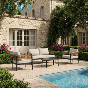 Ensemble de canapés en aluminium Uland <span class=keywords><strong>Gaia</strong></span> avec structure KD et rembourrage capitonné pour parc, ferme, hôtel, ensemble de canapés d'extérieur - Product Image 6