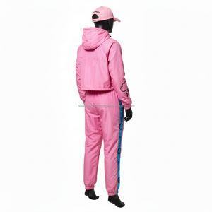 120 GSM, conjunto cortavientos para mujer, tela de nailon suave, chándal Deportivo Ligero de secado rápido, logotipo personalizado, rompevientos rosa de talla grande - Product Image 5