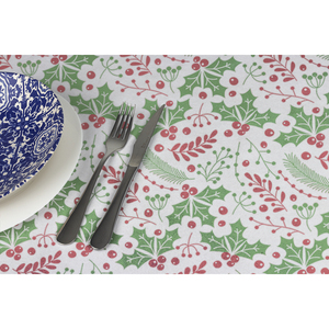 Rotolo di Tovaglia Bianca 1,20x50m con Stampa Verde Muerdago Novotex TNT B2B - Product Image 1