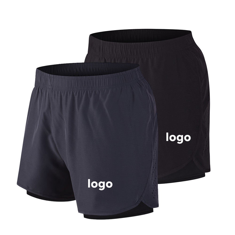 Custom Logo Plus Size Men's Shorts Built-in Compression Polyester Spandex Print Beach Fitness Hiking Jogging 1 Piece