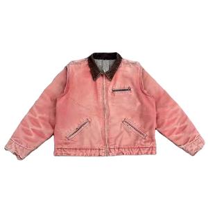 Chaqueta de trabajo de algodón 100% con cremallera estilo Detroit Vintage personalizada para hombre, prendas de vestir de otoño e invierno con logotipo de lona de pato vaquero desteñido - Product Image 1