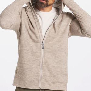 Sweat à capuche en polaire polyester/coton pour homme, coupe classique, design personnalisé avec poche zippée, respirant, séchage rapide, uni, teinture unie, pour l'hiver - Product Image 1