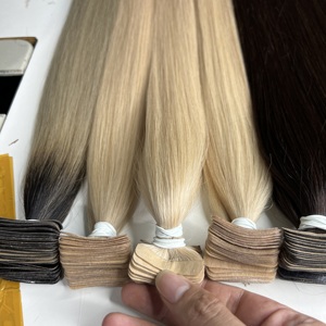 Cinta recta de hueso virgen de varios colores en extensiones de cabello crudo Color natural Cinta de cabello liso sin procesar de primera calidad - Product Image 1
