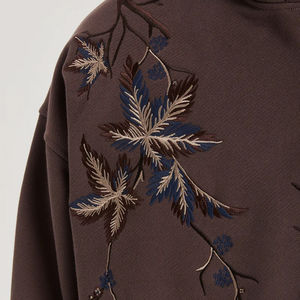 Sweats à capuche pour hommes de couleur unie avec combinaison de couleurs personnalisée broderie florale mode à la mode hiver chaud épais polaire à capuche mâle - Product Image 2