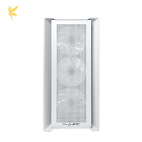 [KINGSMAN] White MicroATX Mid-Tower PC Case with 4 ARGB Fans Tempered Glass 3-Port USB Front 300mm GPU Support Stock for Gaming