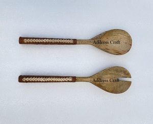 Creative Design <b>Salad</b> Server Set of Spoon Fork for Kitchen Tableware <b>Salad</b> Set With Rattan Handle <b>Salad</b> <b>Tools</b> At best Price - Product Image 2
