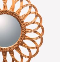 Miroirs Mulya en gros, design traditionnel, éclairés, marron clair, en rotin et bois, miroirs muraux de haute qualité pour l'intérieur de la maison