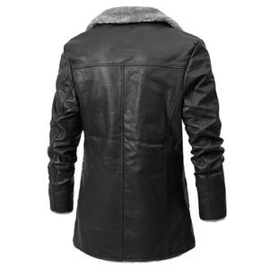 Veste d'hiver en cuir véritable pour hommes, veste épaisse en toile à col rabattu, imperméable et écologique, pour la vente en gros - Product Image 4
