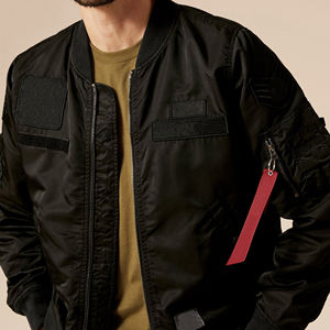 Veste bomber décontractée pour homme, grande taille, couleur unie, style vintage, fermeture éclair, polyester tricoté, printemps, automne, hiver - Product Image 6