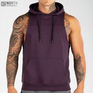 Logo personnalisé entraînement débardeurs à capuche sport lavage à l'acide sans manches à capuche de haute qualité poids lourd sans manches à capuche réversible - Product Image 1