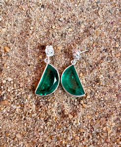 Boucles d'oreilles en argent sterling 925 émeraude faites à la main. - Product Image 6