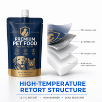 121 ° Pochette souple à bec verseur pour aliments pour animaux de compagnie, résistante aux hautes températures, pour aliments humides pour chats et chiens, sachet d'emballage liquide autoportant