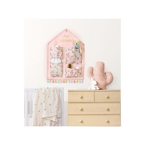 Baby Room Organizer da parete 4 tasche rosa-1-tessuto-armadio