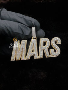 จี้ชื่อตัวอักษร925ฮิปฮอปเงินแท้เย็นประดับเพชรโมอิสซานไนต์ VVS เพชรเม็ดกลมตัด - Product Image 3