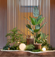 Conjunto de Plantas Artificiales de Estilo Rústico, Margaritas y Plantas Verdes Frescas para Jardín